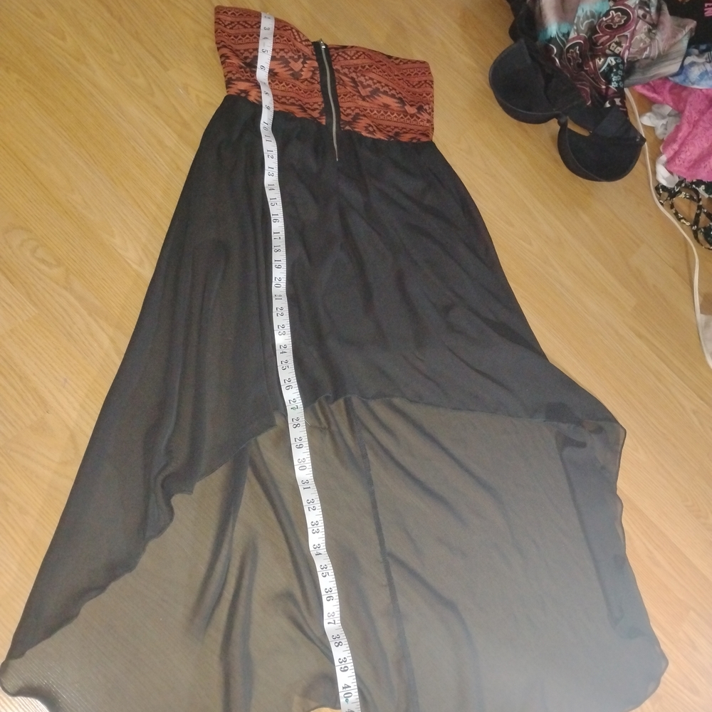 January 7 Black and Orange High Low Skirt